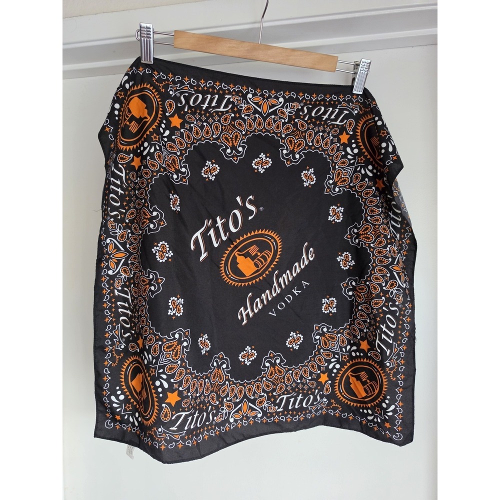 Tito's Handmade Vodka Bandana Black Orange Unisex Head Wrap Neck Scarf
